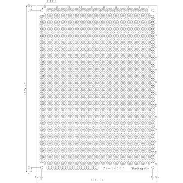 サンハヤト 基板  ICB-141GD   ユニバーサル基板　片面・ガラスエポキシ1.6t・180×130mm | 