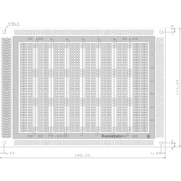 サンハヤト 基板  ICB-96GU   ユニバーサル基板　片面・ガラスコンポジット1.2t・160×115mm | 