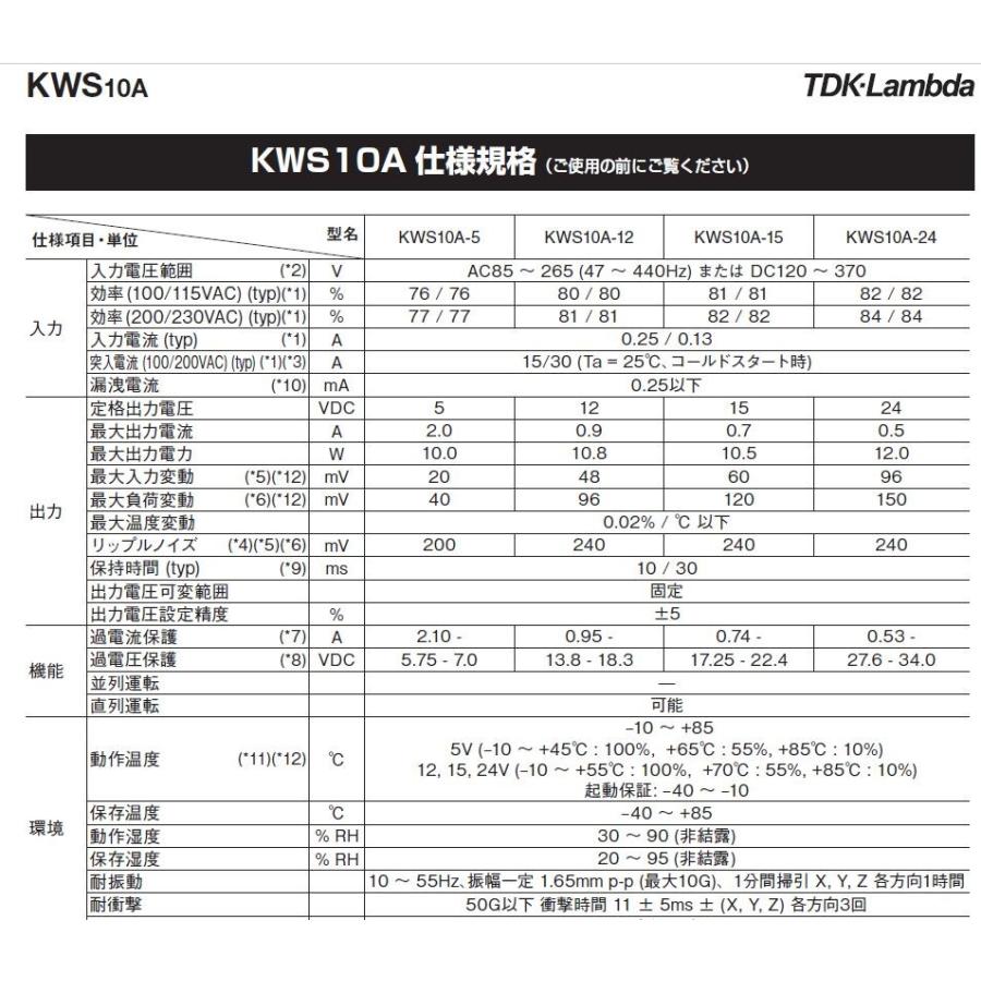 TDKラムダ  KWS10A-24  AC入力電源（AC-DCコンバータ） |  | 03