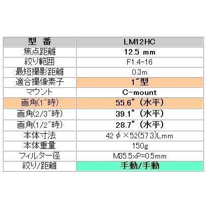 CCTVレンズ 興和(KOWA：コーワ)  LM12HC 2メガ対応 12.5mm 1"型Cマウント |  | 03