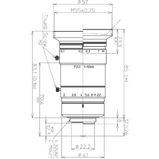 CCTVレンズ 興和(KOWA：コーワ)LM12XC2 焦点距離 12mm 4/3"型 Cマウント |  | 01