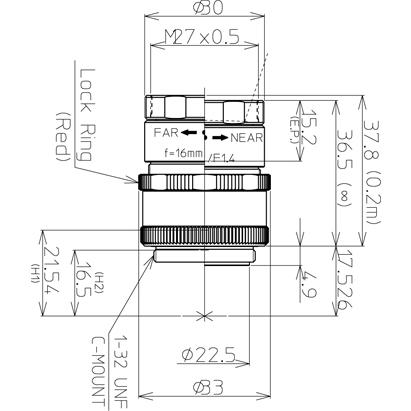 CCTVレンズ 興和(KOWA：コーワ)　LM16JCM-WP 焦点距離 16mm 2メガ 2/3"型 Cマウント 取寄 |  | 01