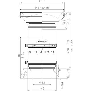 CCTVレンズ 興和(KOWA：コーワ)   LM18VM42 焦点距離 18mm 50メガ 2"型(φ32) M42マウント お取寄 |  | 01