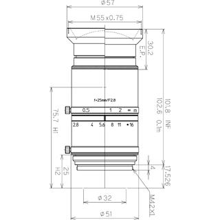 CCTVレンズ 興和(KOWA：コーワ)　LM25VM42 焦点距離 25mm 50メガ 2"型(φ32) M42マウント お取寄 |  | 01