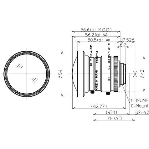 CCTVレンズ 興和(KOWA：コーワ)   LM6HC   焦点距離 6 mm   単焦点  2M   1" Cマウント |  | 01