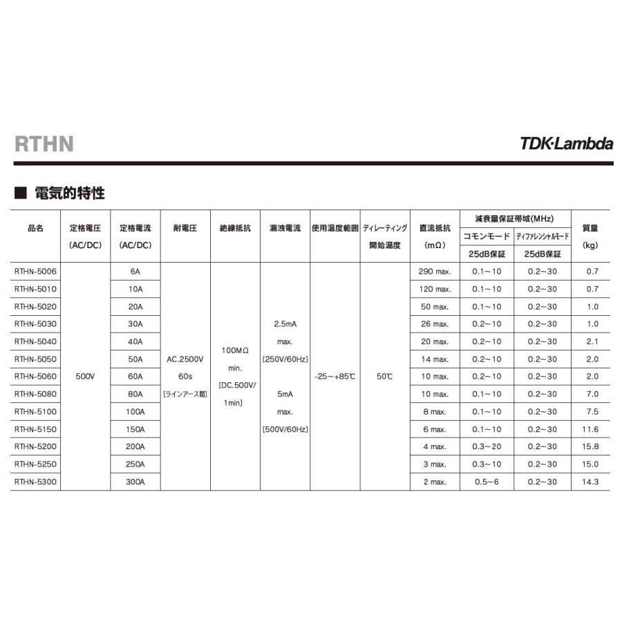 TDKラムダ  RTHN-5040 電源ライン用EMCフィルタ RTHNシリーズ 3相/3線 |  | 02