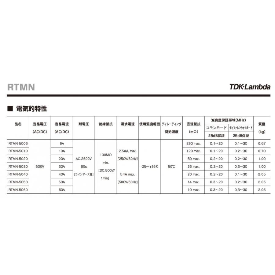 TDKラムダ  RTMN-5020  電源ライン用EMCフィルタ |  | 01