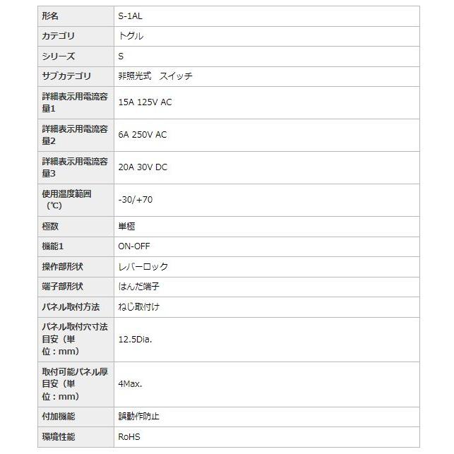 日本開閉器工業 NKK スイッチ S-1AL |  | 01