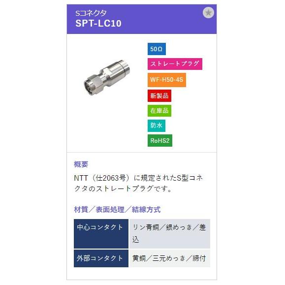 トーコネ（東洋コネクター）S型コネクタ SPT-LC10 |  | 01