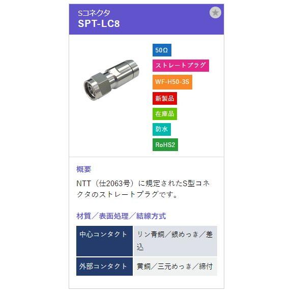 トーコネ（東洋コネクター）S型コネクタ SPT-LC8 |  | 01