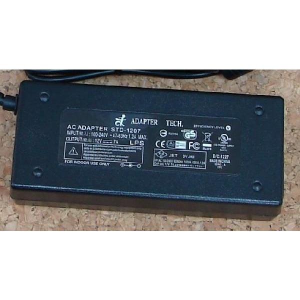 海外/国内 スイッチング ＡＣアダプター    STD-1207 　 12 V　 7.0  A　 DCプラグ（外形5.5mm内径2.1mm）（ACーブル1.8ｍ付き） 【在庫限りになりました】 |  | 02