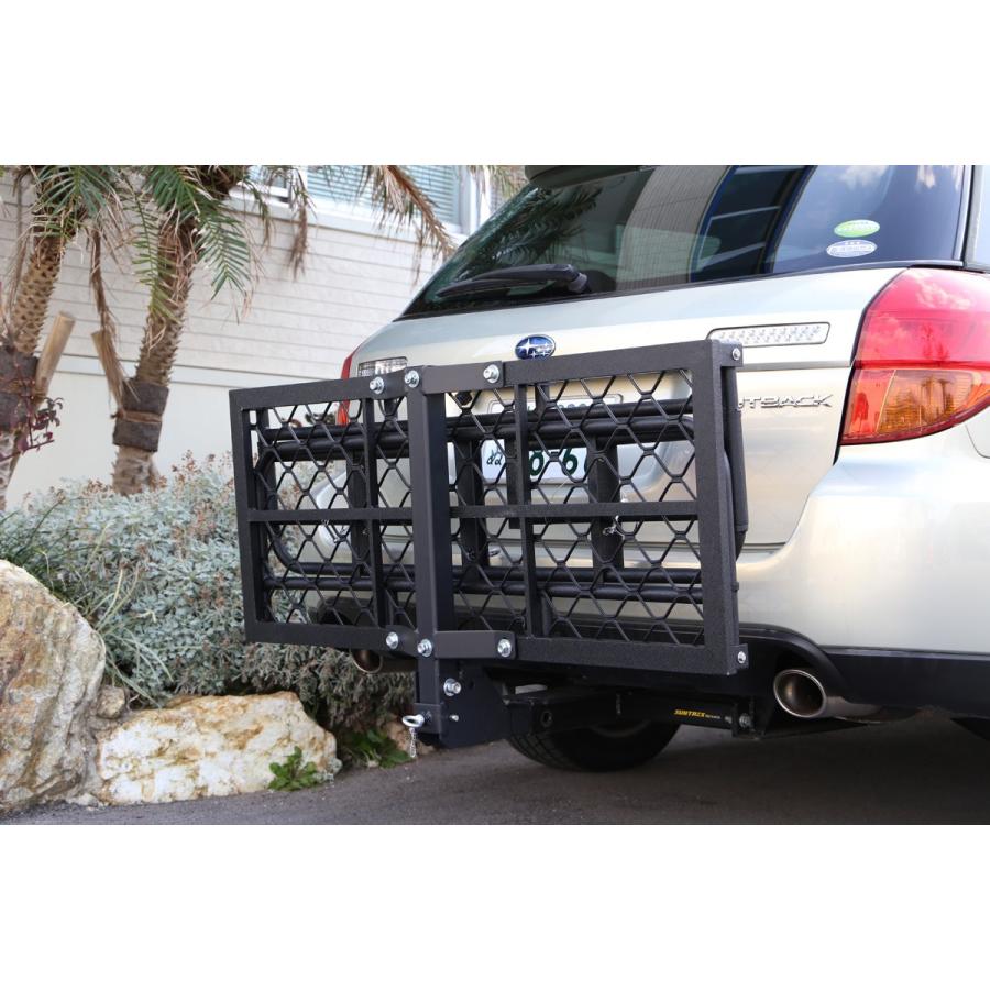 ヒッチキャリアカーゴ アルミ ネット付き ブラック 折り畳み式 軽量