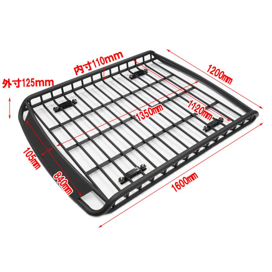 ルーフラック アルミ製 組立不要 カーゴラック ルーフバスケット