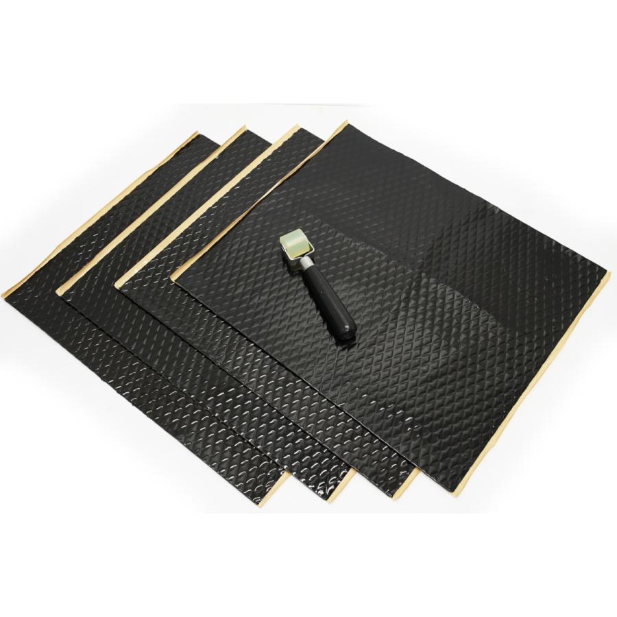デッドニング デッドニングシート 便利グッズ 車 4枚組 押し込み模様  厚さ2.3mm×幅46cm×長さ40cm 振動制振シート ローラー付き 防振材 防音 黒色 |  | 03