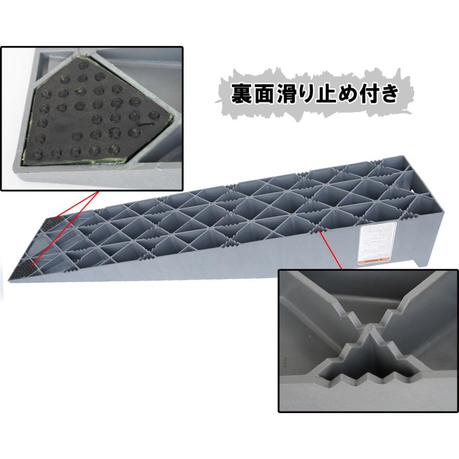 トラック カースロープ ２個セット 耐荷重10ton タイヤスロープ ジャッキサポート グレー 50668 |  | 03