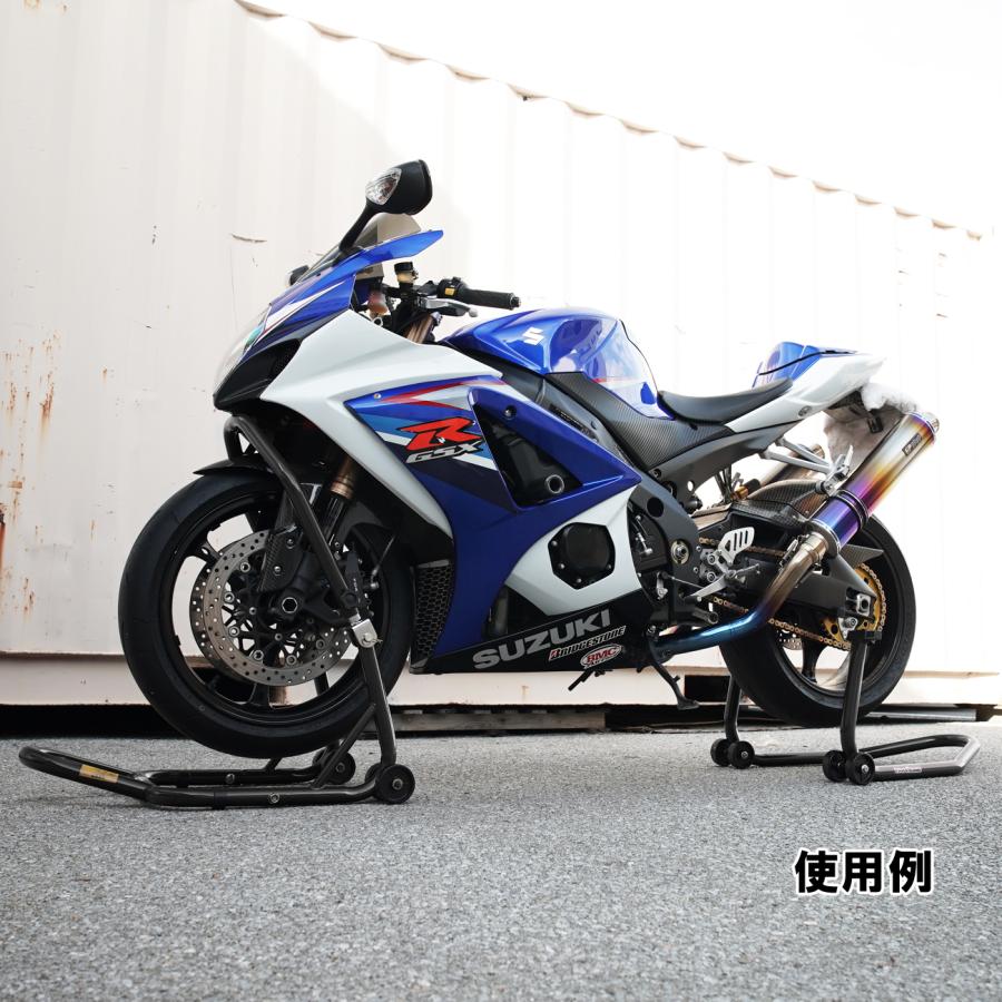 バイクスタンド フロント リア メンテナンススタンド 高さ調整 リア L型2台セット リアバイクスタンド 前輪 後輪 黒 ブラック 説明書付き |  | 07