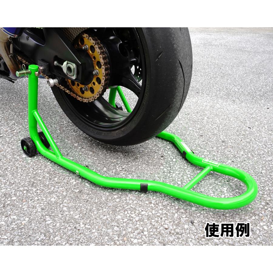 バイクスタンド フロント リア メンテナンススタンド 高さ調整 リア L型2台セット 前輪 後輪 緑 グリーン 説明書付き |  | 12