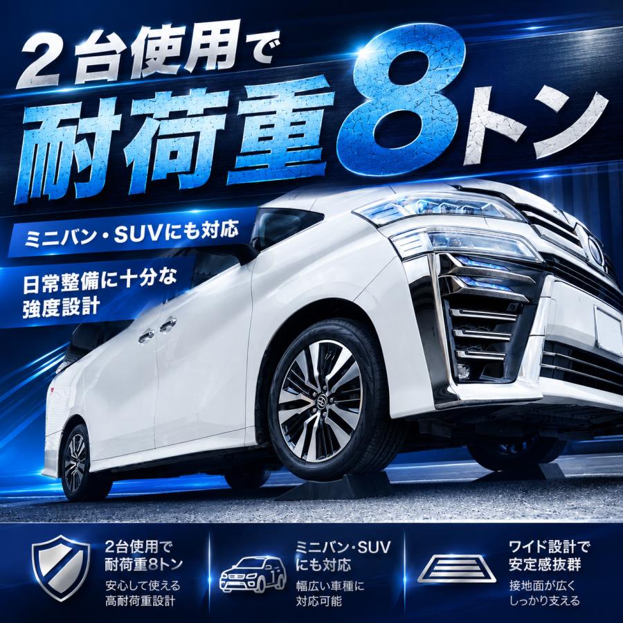 ワイド タイヤスロープ 大型車OK ローダウン車対応 カースロープ 幅250mm 2個セット 耐荷重8トン アゲレール TD1071 |  | 02
