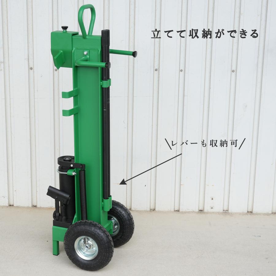 薪割り 薪割り機 薪割機 薪割り台 手動式 縦型収納 能力10ton キャンプ 10インチタイヤ グリーン・組立説明書付き タイヤ付き10トン |  | 05