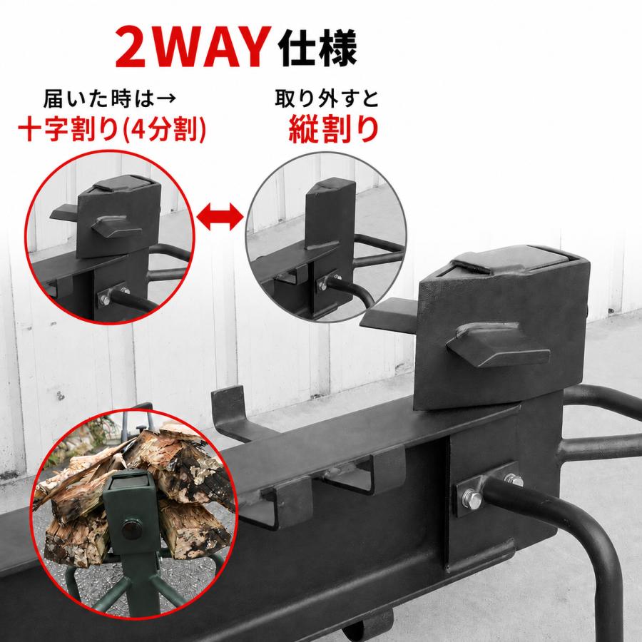 薪割り 薪割り機 薪割機 薪割り台 手動式 縦型収納 能力10ton キャンプ 10インチタイヤ 補修キット・組立説明書付き タイヤ付き10トン |  | 11