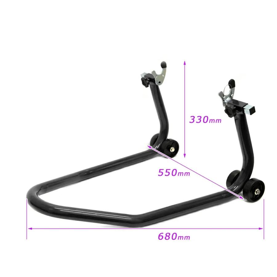 バイクスタンド 後輪 リア メンテナンススタンド バイクリフト タイヤ チェーン 交換 モーターサイクル ブラック 黒 V型 極太パイプ 一体型 プロ仕様 |  | 05