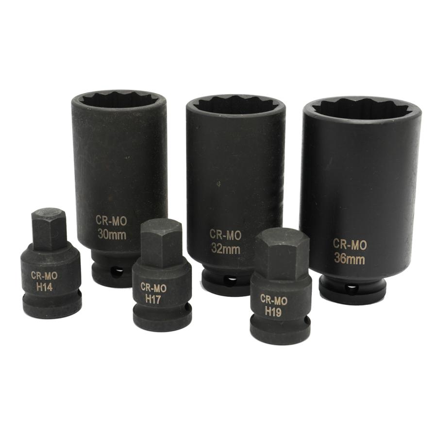 インパクトソケット セット 12角 6pc 30mm 32mm 36mm H14 H17 H19 ハブナット用 送料無料 | 