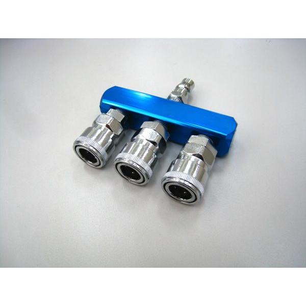 エアーカプラー 3連 アルミ ソケット 分岐 ワンタッチ型 接続 ソケット 汎用 エアージョイント ソケット 分岐ジョイント カプラー | 