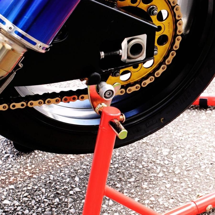 バイクスタンド リア メンテナン ススタンド 007V サポートワイヤー付き 赤 レッド 後輪 ツールズアイランド 1年保証　説明書付き |  | 03
