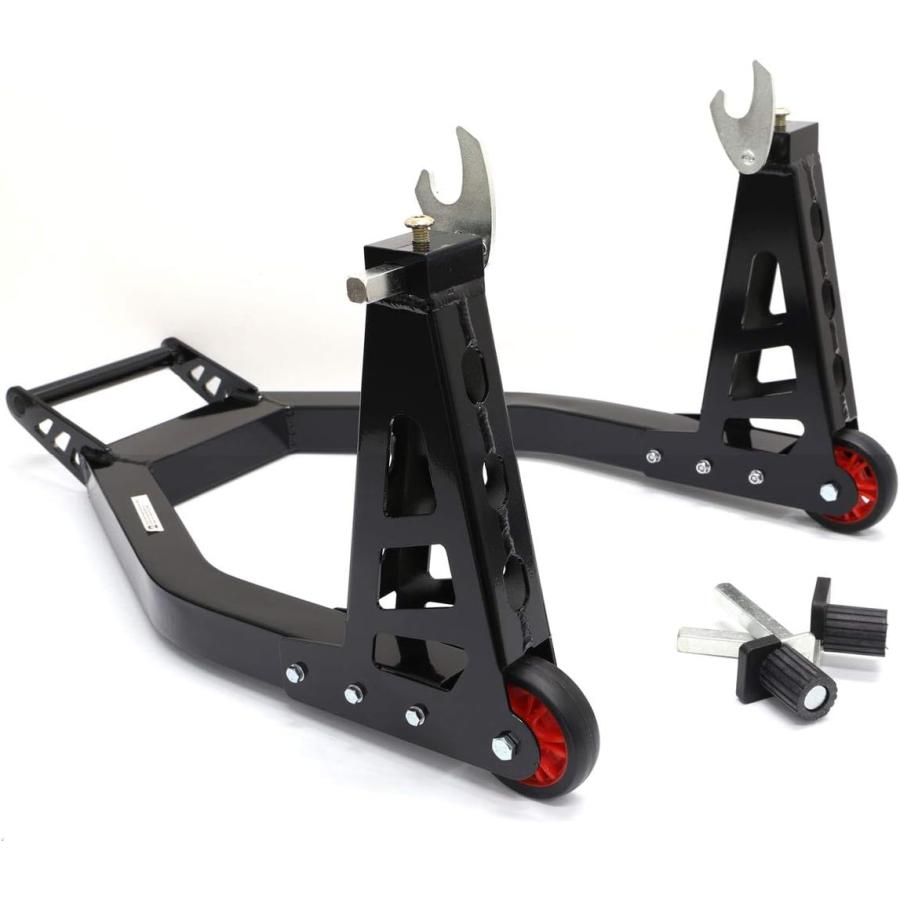 バイクスタンド リア  アルミ 後輪 軽量 黒 L型 V型 アタッチメント付き 耐荷重200kg 005-LV 黒 ブラック | 