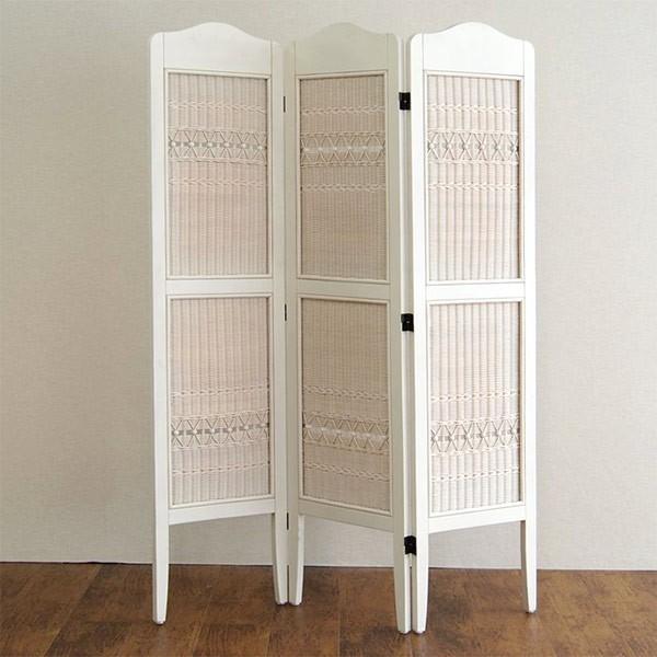 パーティション パーテーション 3連 白 ホワイト アジアン 間仕切り