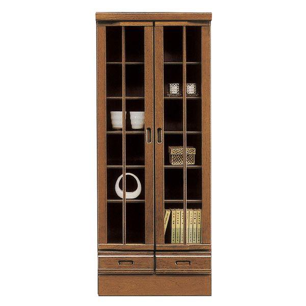 本棚 書棚 ガラス扉 完成品 幅60cm