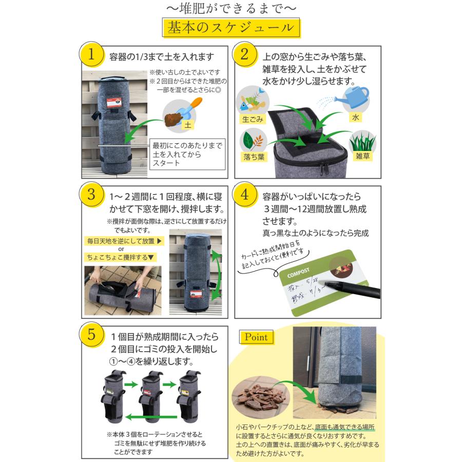 省スペース型3個入 コンポスト 容器 家庭用 生ゴミ処理機 不織布 堆肥 コンポストバッグ おしゃれ コンポスター 爆買 | ブランド登録なし | 08