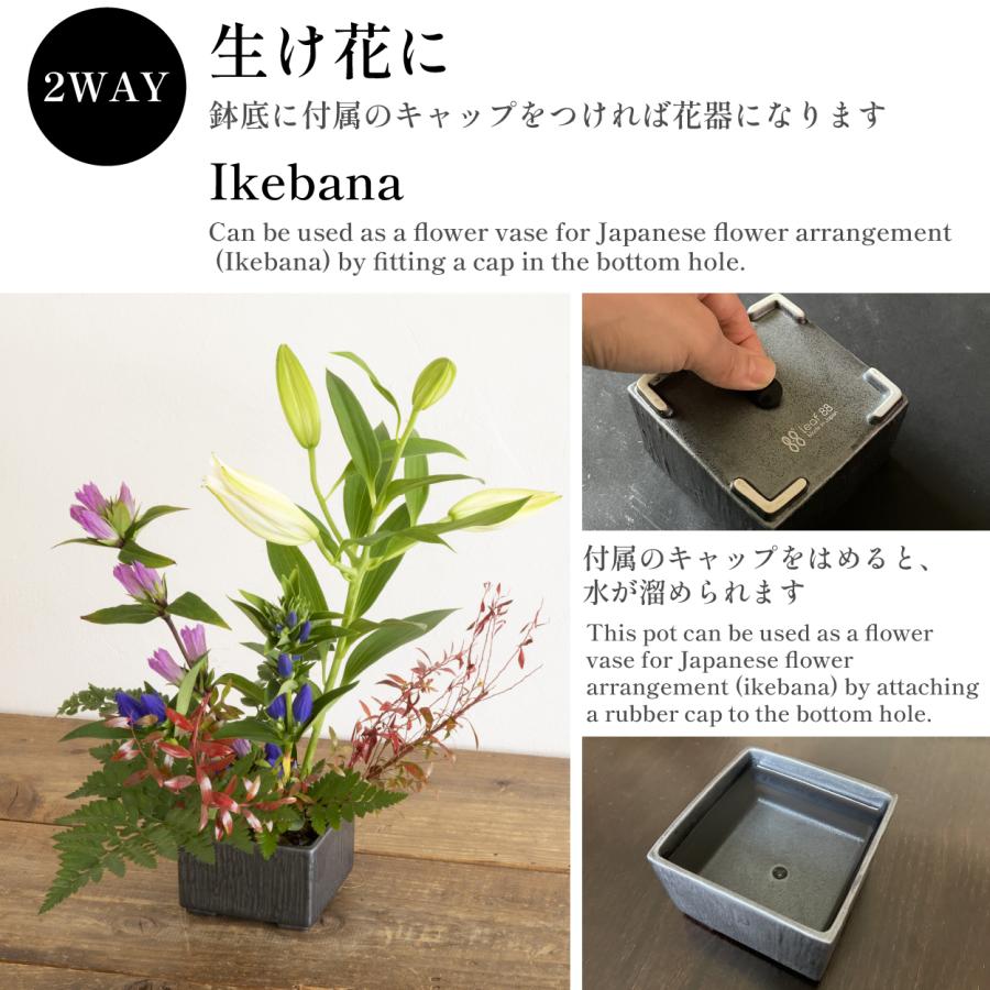 多肉植物 鉢 盆栽鉢 正方形 植木鉢 3号 直径10x高さ6.5cm グレー
