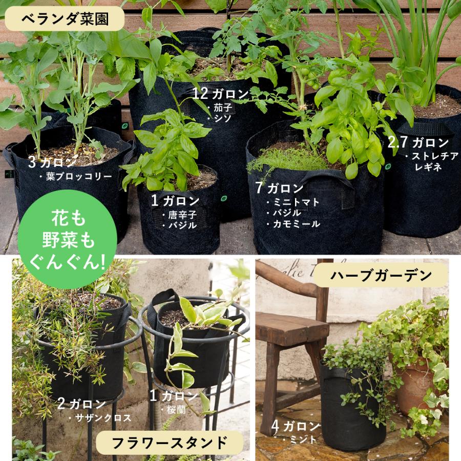 不織布プランター 3ガロン5個 25x22 不織布ポット 9号