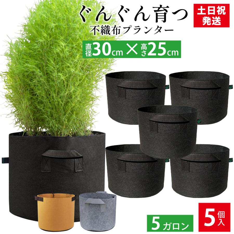 不織布プランター 5ガロン 5個 30x25 10号 不織布ポット プランター