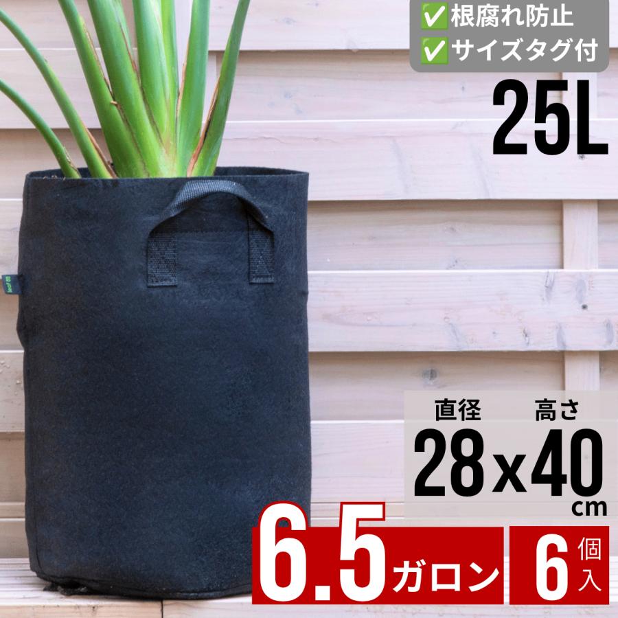 最短当日発送】 不織布プランター 6.5ガロン 縦長 背が高い 6個 不織布