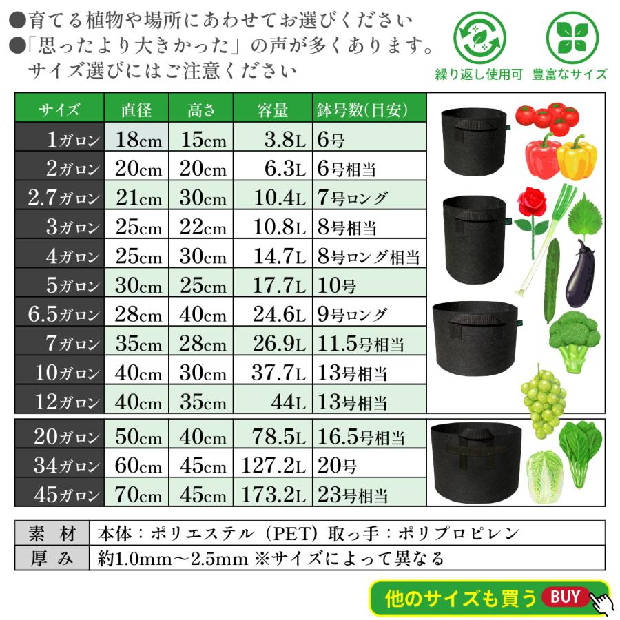 不織布プランター 20ガロン 3個 50x40 18号 不織布ポット プランター 植木鉢 大型 軽量 布鉢 黒 爆買 | ブランド登録なし | 12