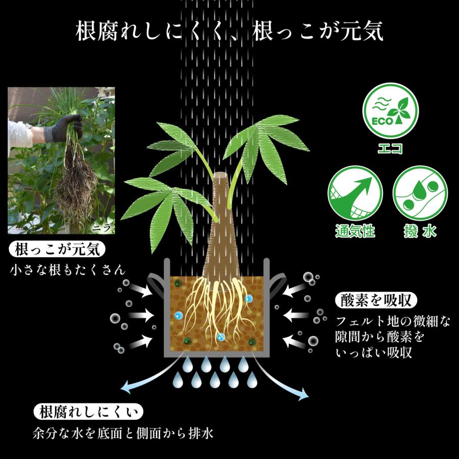 不織布プランター 20ガロン 3個 50x40 18号 不織布ポット プランター 植木鉢 大型 軽量 布鉢 黒 爆買 | ブランド登録なし | 05