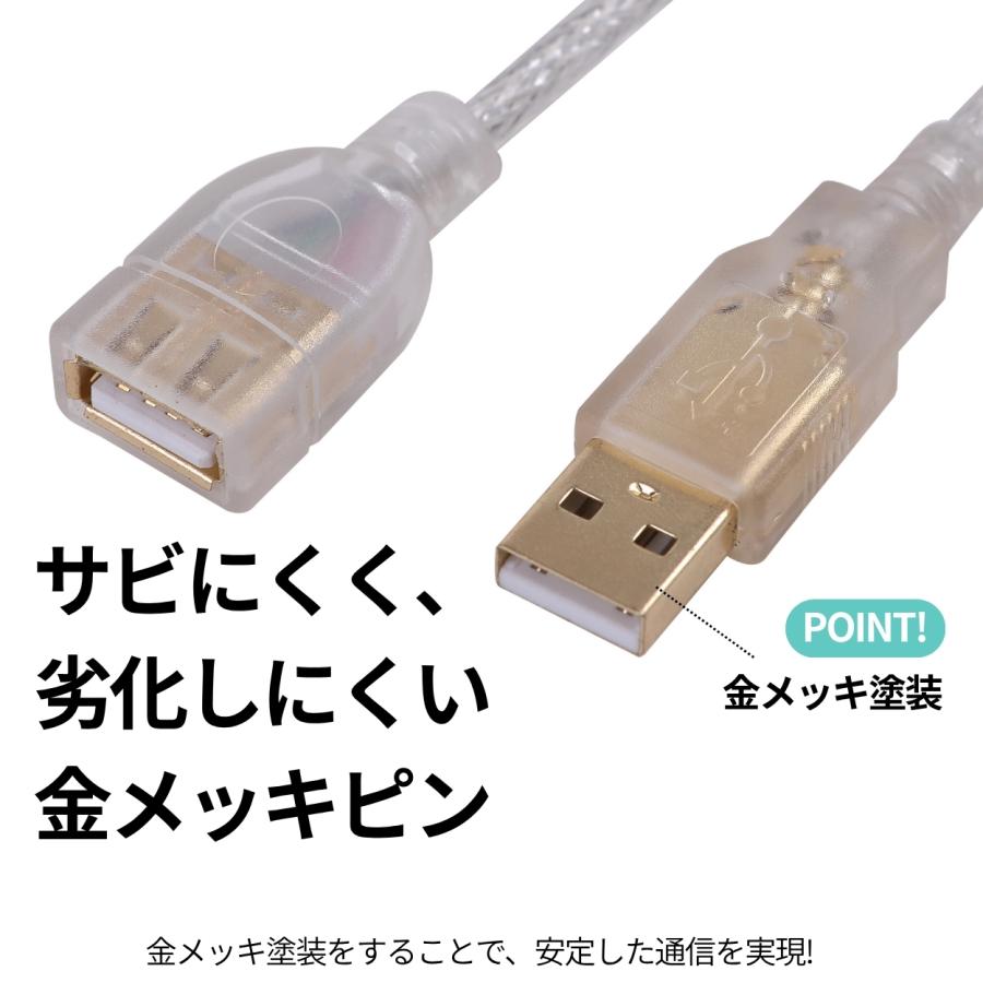 【最短当日発送】 USB延長ケーブル 1.8m 透明 爆買 |  | 02