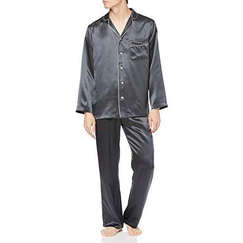 100％本物保証！ グンゼ パジャマ KaiminNavi 快眠ナビ シルク100% 長袖長パンツ シルクサテン メンズ チャコ-ルグレ-  NEWモデル LL slip.com.br