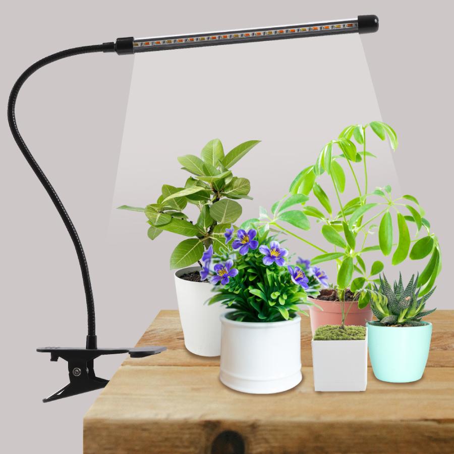 植物育成ライト led ブラック 1灯 スタンド クリップ タイマー 観葉