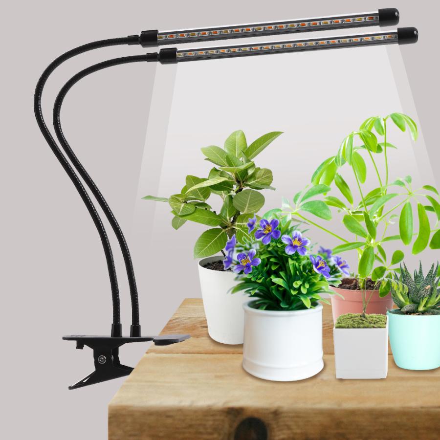 植物育成ライト led ブラック 2灯 スタンド クリップ タイマー 観葉
