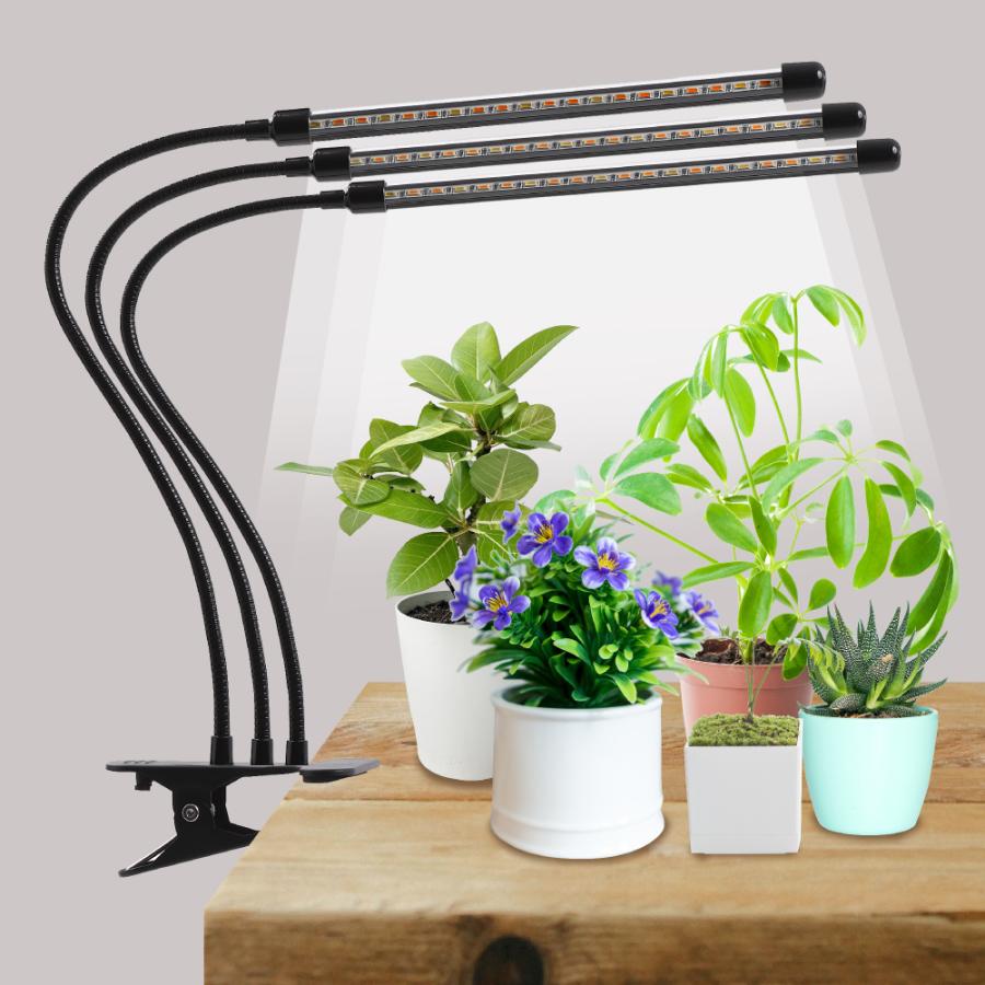 植物育成ライト led ブラック 3灯 スタンド クリップ タイマー 観葉