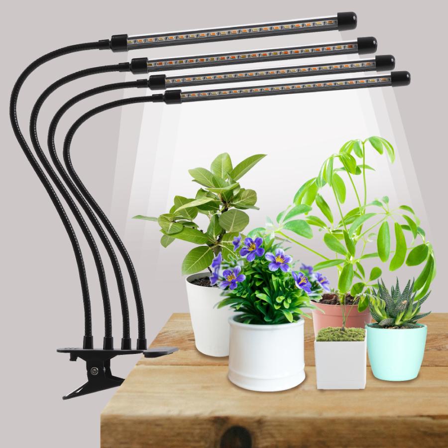 植物育成ライト led ブラック 4灯 スタンド クリップ タイマー 観葉植物 多肉植物 室内栽培 水槽 ライト 360度アーム 植物栽培用led 育成ライト |  | 08