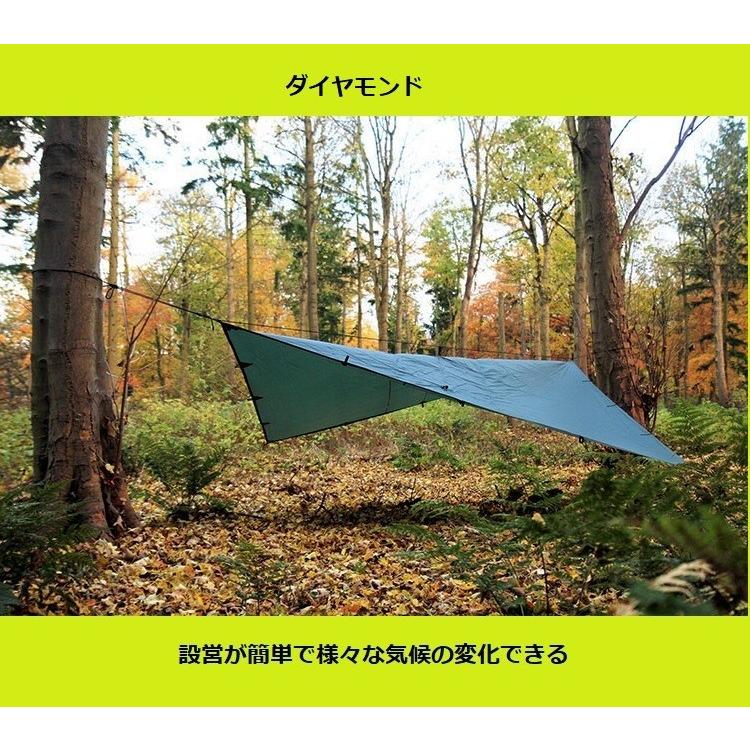 DD タープ 3.5 x 3.5 オリーブグリーン パップテント Tarp DDハンモック 4本のガイライン＆ペグ付き 対水圧3000mm｜steposwc｜09