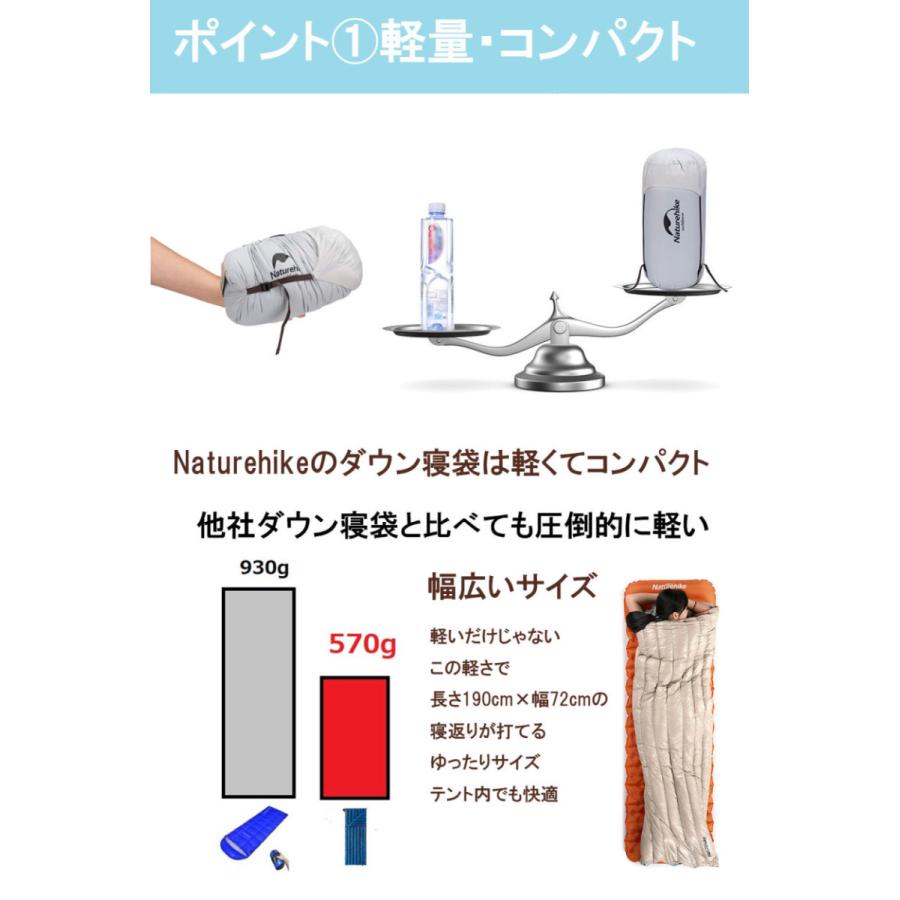 Naturehike ネイチャーハイク シュラフ 寝袋 高級 ダウン コンパクト
