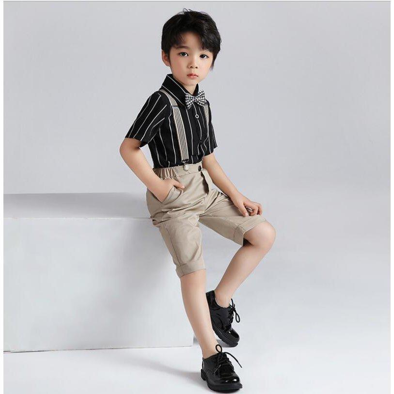 子供スーツ4点セットフォマール 礼服半袖シャツ＋ショートパンツ サスペンダー 蝶ネクタイ 紳士服七五三 卒業式 入学式 発表会 学園祭 結婚式 子供服｜stepstore｜02