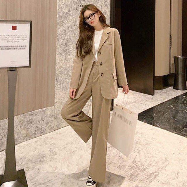 当店一番人気 通学 カジュアル 40代 30代 代 韓国風 パンツスーツ レディーススーツ 通勤 卒業式 ブラック カーキ 2点セット 秋スーツ 春 パンツスーツ サイズ M Www Ideelltforum Se