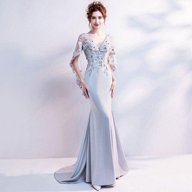 イブニングドレス 宴会 ハイエンド 軽やか 高級感 ロングドレス フリル