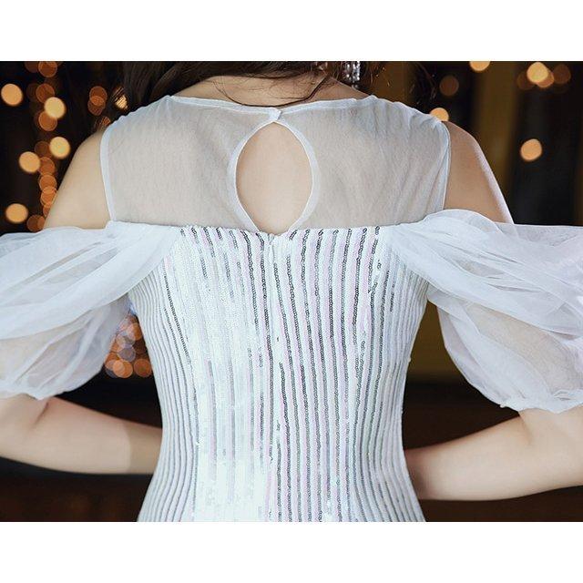 最大10 Offクーポン スパンコール イブニングドレス タイト ショート丈 オフショルダー パーティードレス ホワイト セクシー ミニドレス 二次会 お呼ばれ パフスリーブ パーティドレス サイズ M Www Oroagri Eu